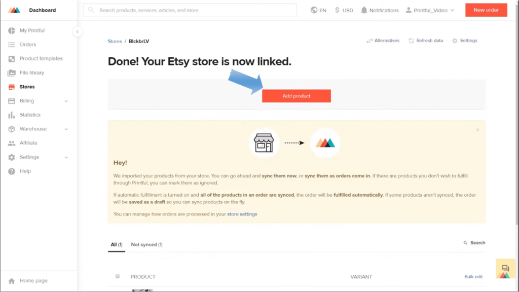 كيفية ربط Etsy بحساب Printful