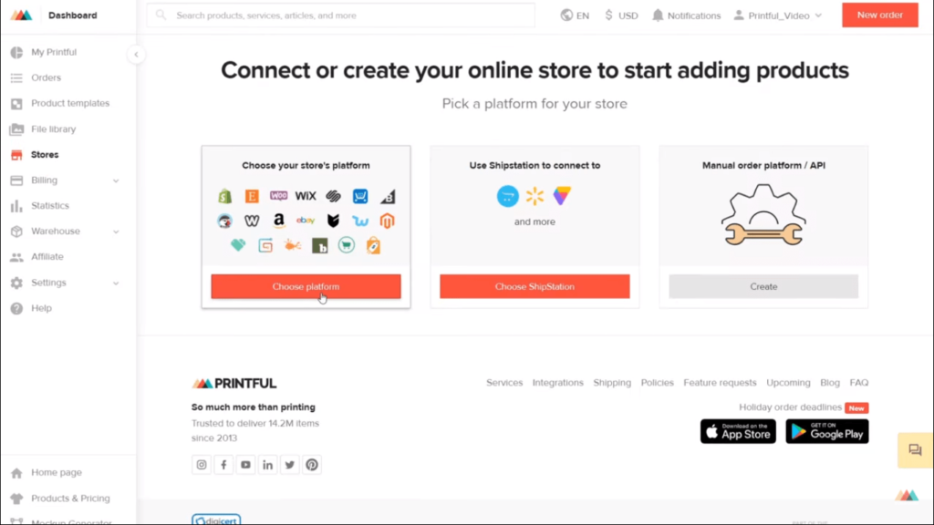 كيفية ربط Etsy بحساب Printful