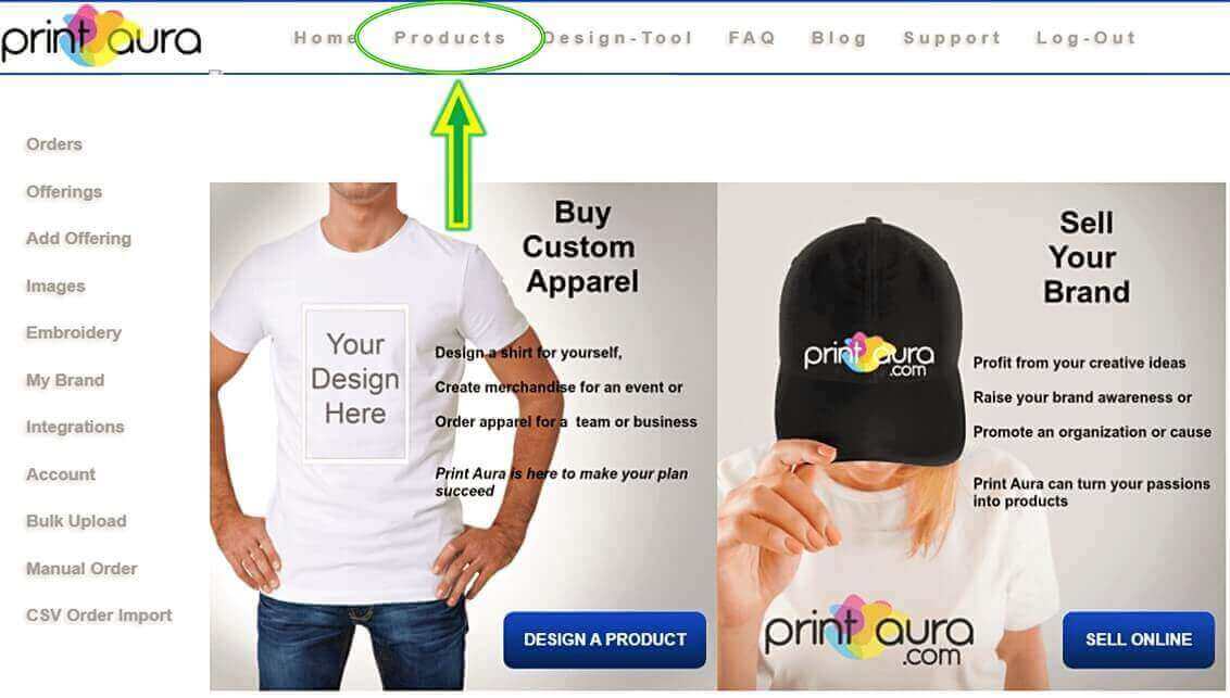 إنشاء منتج على موقع Print Aura برينت أورا