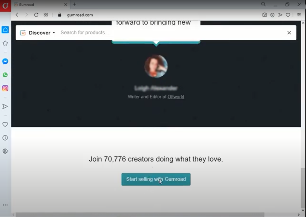 واجهة موقع Gumroad