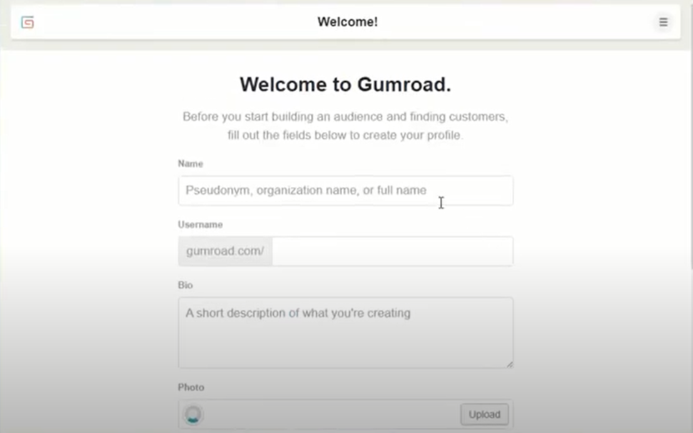 استكمال البيانات الشخصية شرح موقع Gumroad