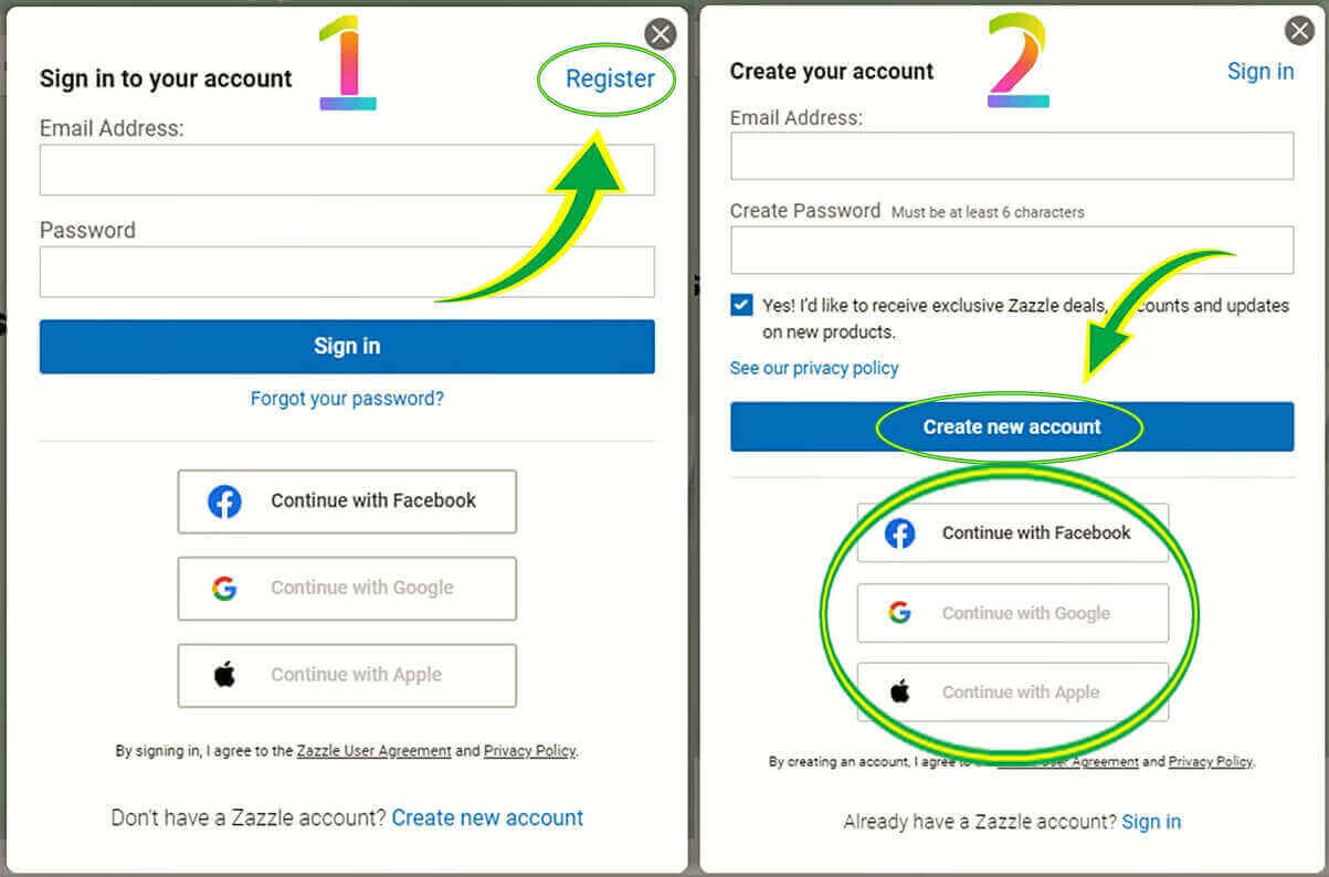 إنشاء حساب في موقع زازل Zazzle