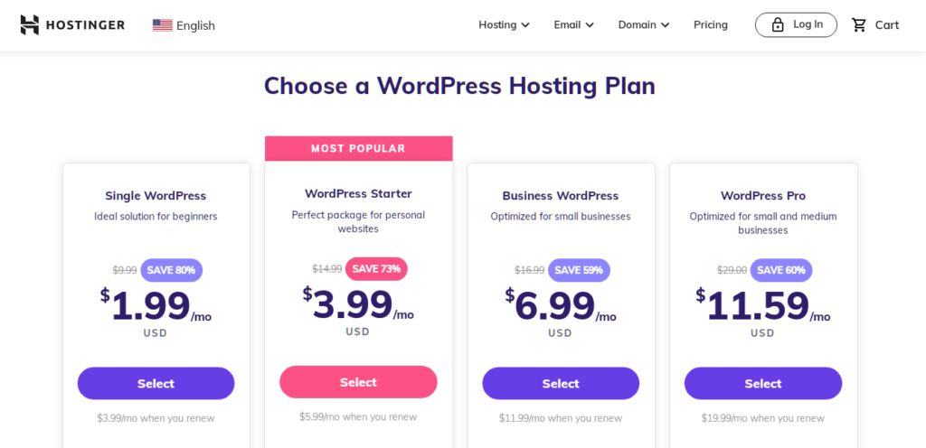 استضافة ووردبريس hostinger