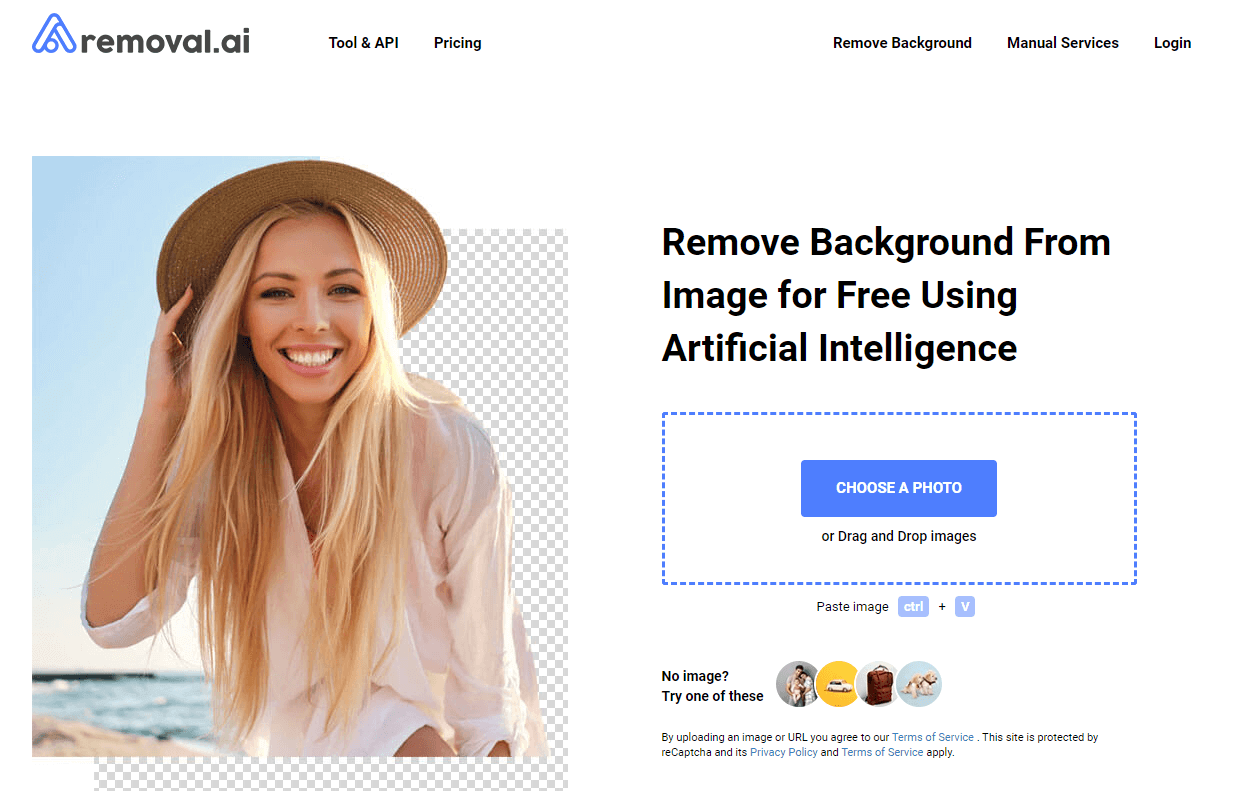 أداة ازالة خلفية الصورة Removal.ai