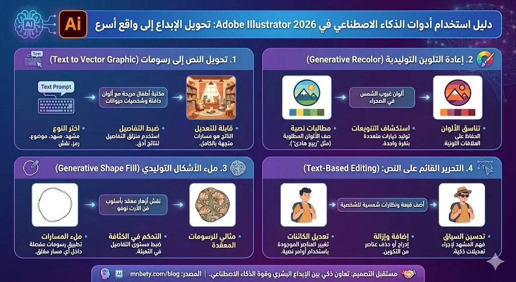 من بيتي - 2 - كيف تستخدم أدوات الذكاء الاصطناعي في Adobe Illustrator 2026