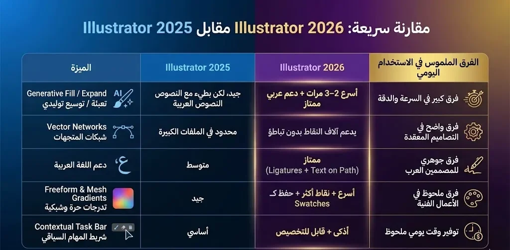 من بيتي - 1 - ما الجديد في Adobe Illustrator 2026؟ مراجعة شاملة لأبرز التحديثات والميزات