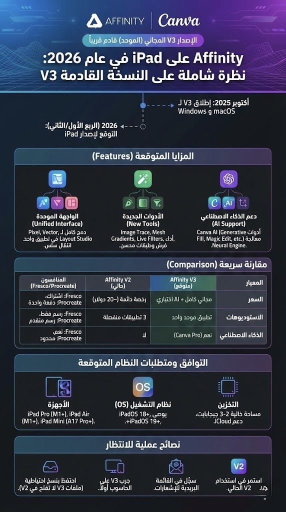 من بيتي - 2 - متى يصل Affinity V3 إلى iPad
