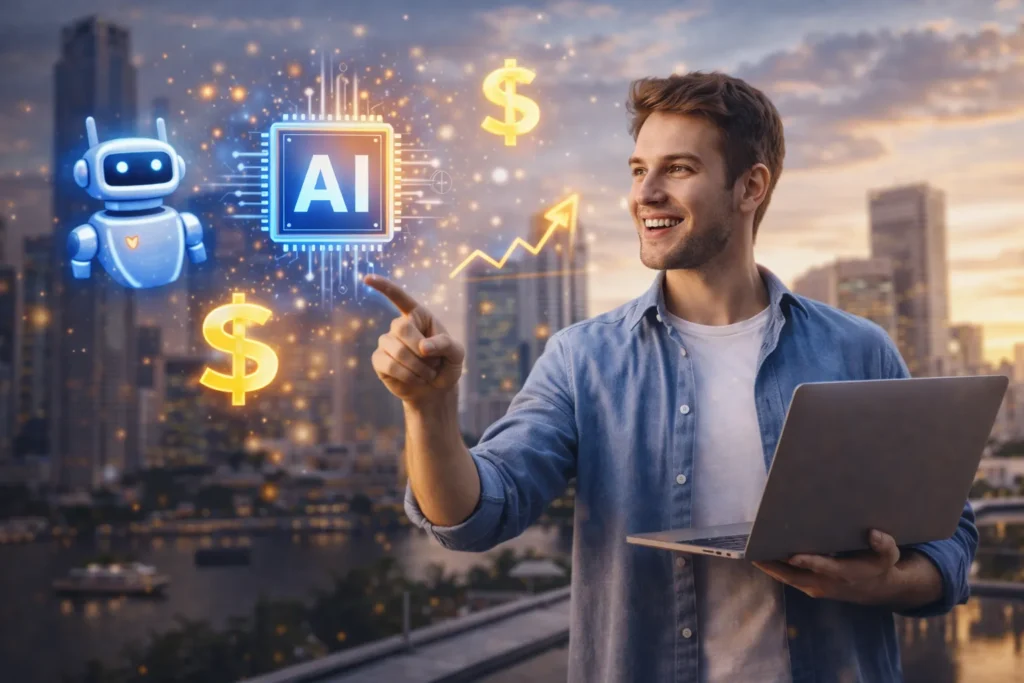 الربح من الذكاء الاصطناعي بدون خبرة تقنية