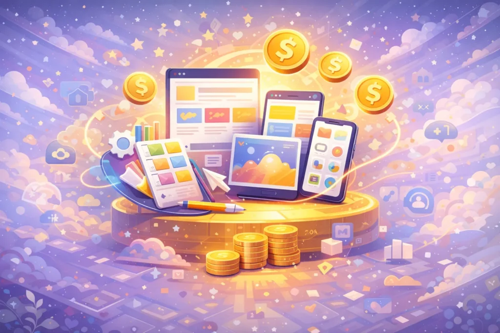 الربح من بيع المنتجات الرقمية التصميمية: دليل المصمم لبناء دخل متكرر