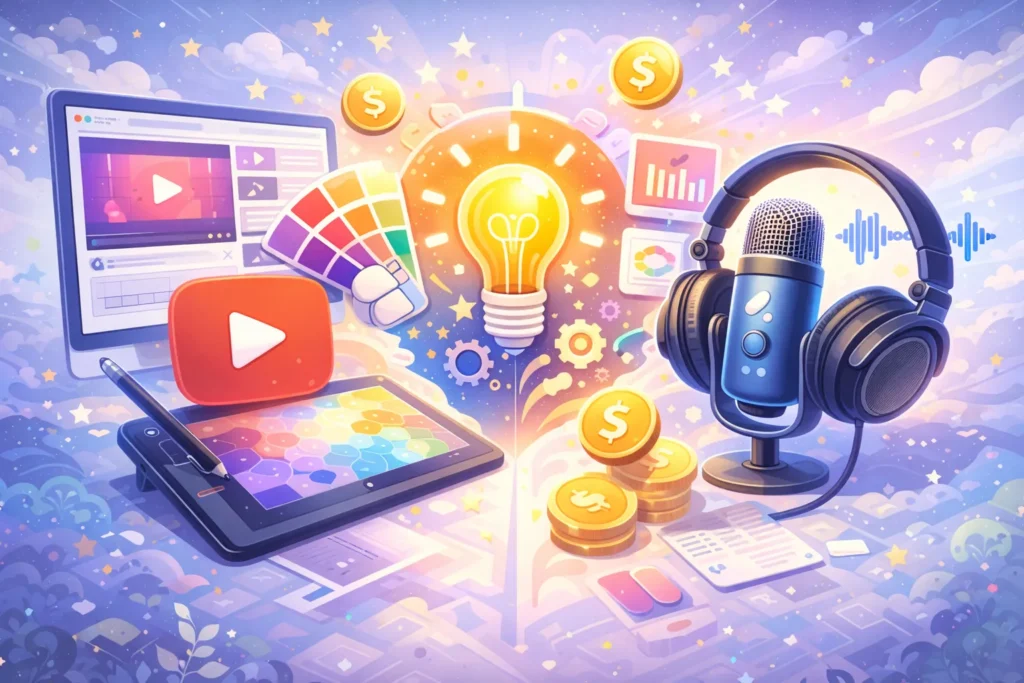 كيف تحول شغف التصميم إلى محتوى مربح على يوتيوب أو بودكاست