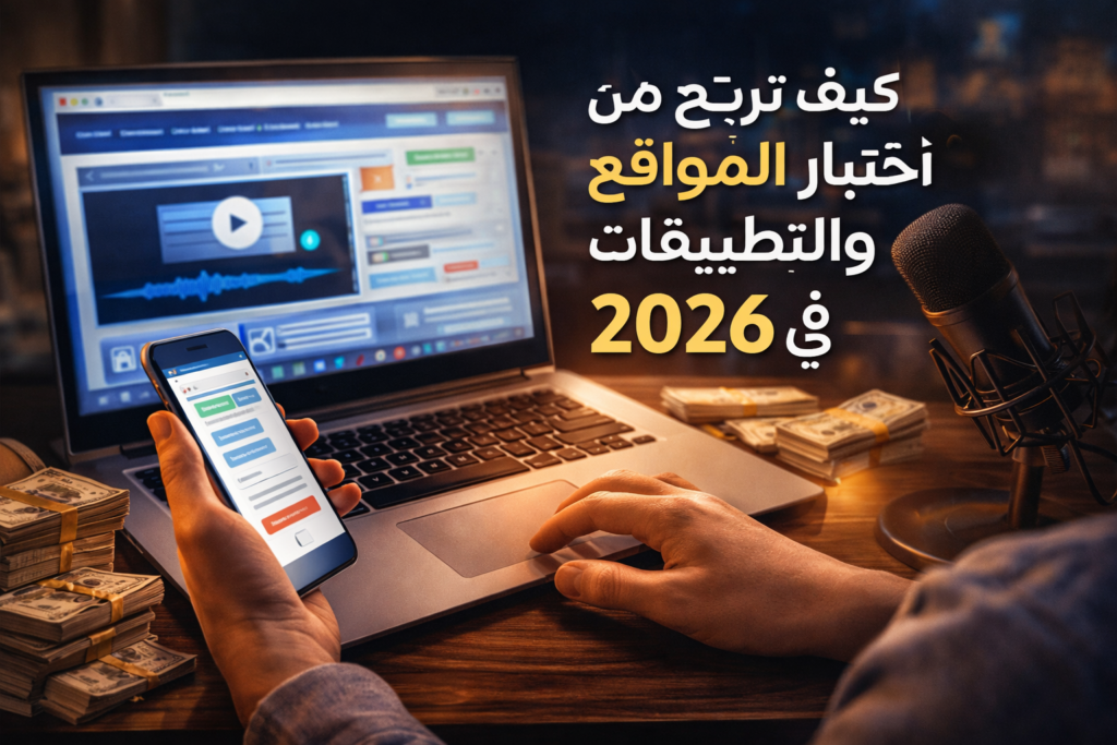 الربح من اختبار المواقع والتطبيقات: دليل شامل في 2026 الربح من اختبار المواقع والتطبيقات: دليل شامل في 2026