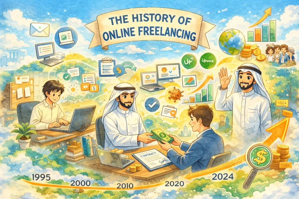 متى بدأ العمل الحر على الإنترنت؟ رحلة من المنتديات إلى اقتصاد عالمي بالمليارات متى بدأ العمل الحر على الإنترنت؟ رحلة من المنتديات إلى اقتصاد عالمي بالمليارات